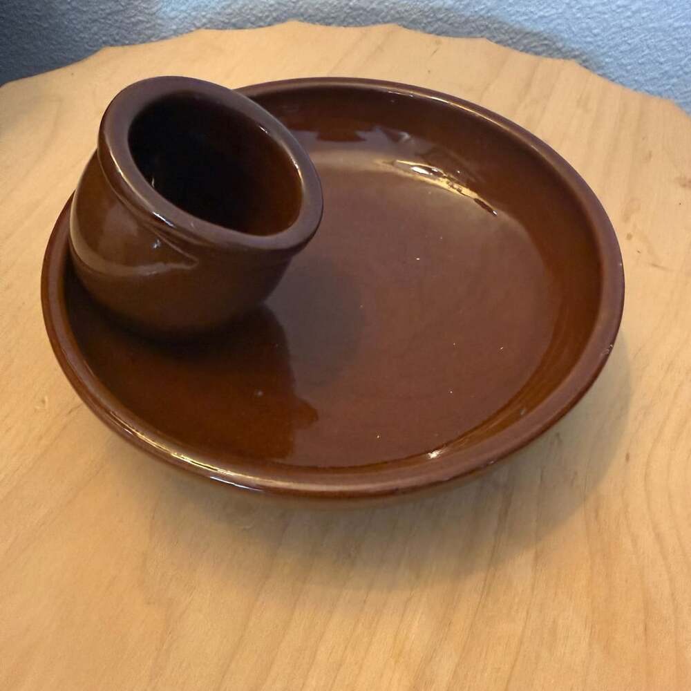 Williams Sonoma Olive Dish With Toothpick Holder Brown